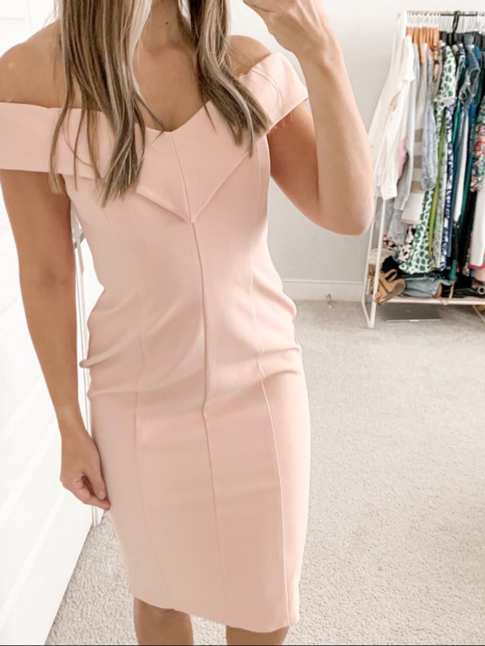 Eliza J Portrait Collar Sheath Dress Blush Pink